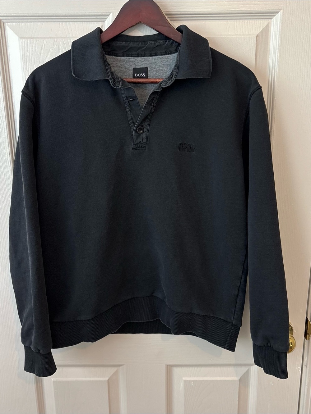 Boss Charcoal Black Polo Pullover HUGO BOSS